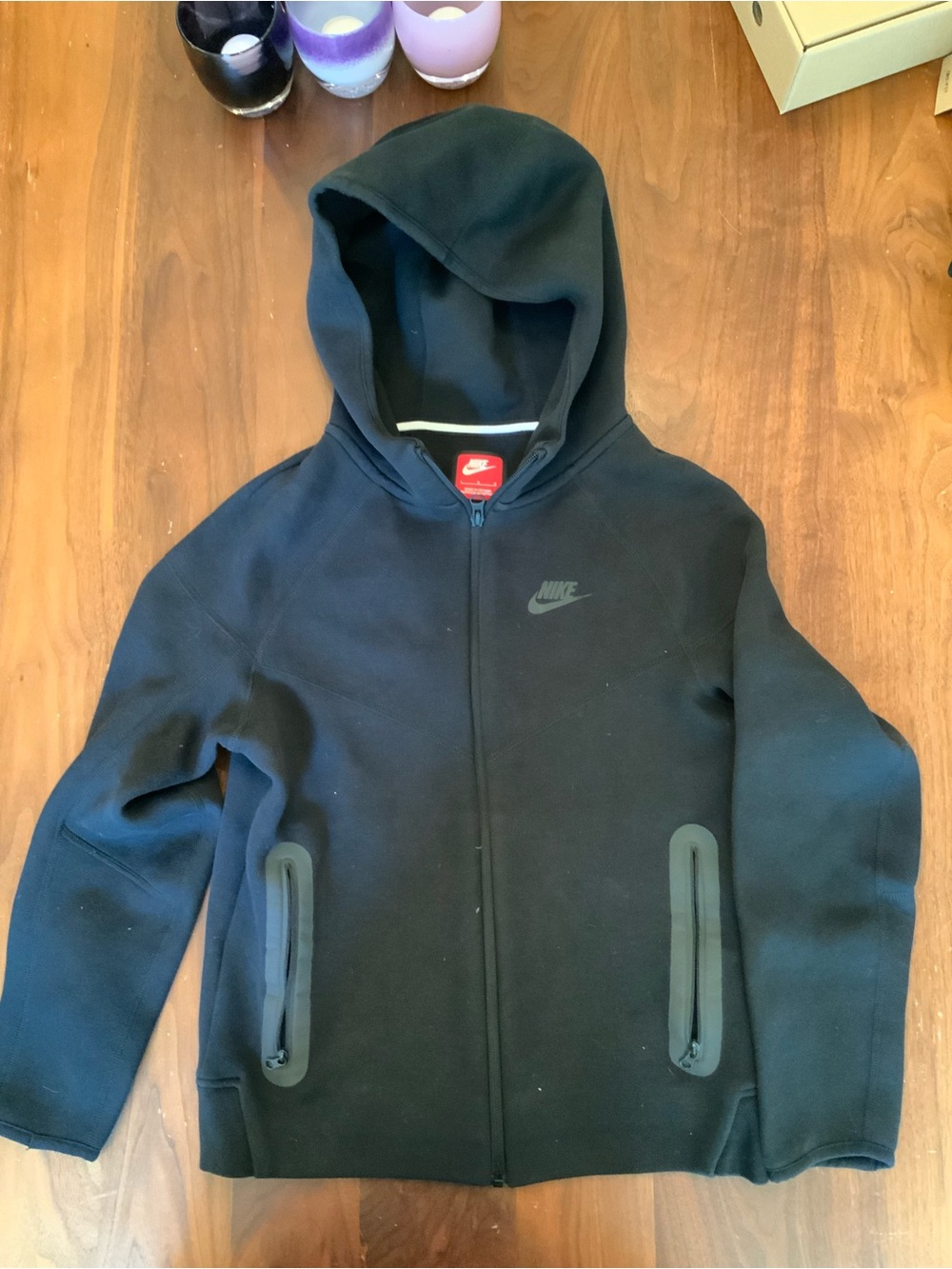 Nike Boys Black Full-Zip Hooded Sweatshirt